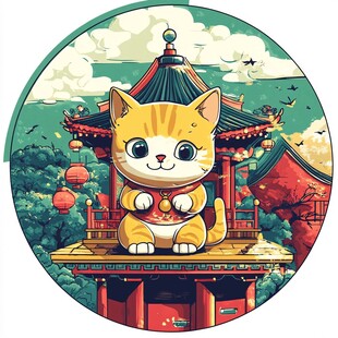 故宫御猫意境插画