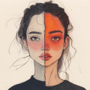 人脸色块拼接装饰画