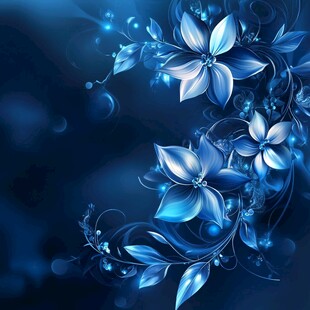 蓝色梦幻花朵