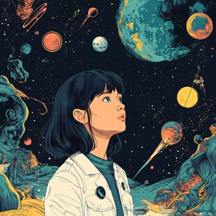 宇宙女孩插画