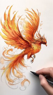手绘火凤凰