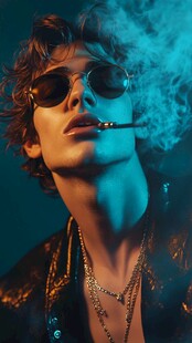 戴墨镜抽烟的人