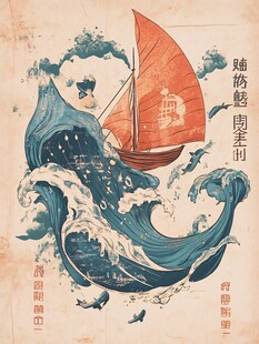 乘风破浪包装插画