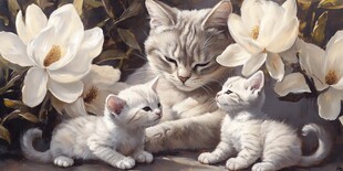 手绘客厅猫唯美装饰画