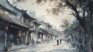 束河古镇插画