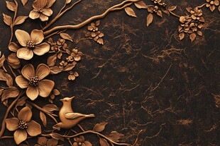 金属质感花鸟背景