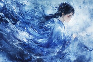 水彩风汉服美女