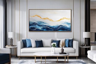 客厅挂画蓝色渐变
