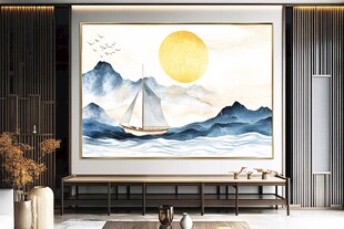 新中式巨幅山水装饰画