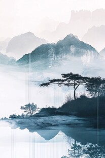 禅意山水山峰云雾风景