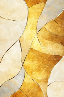 金泊线条银杏叶