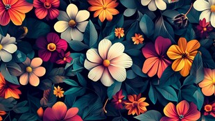 3d浮雕缤纷花卉