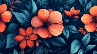 3d浮雕缤纷花卉