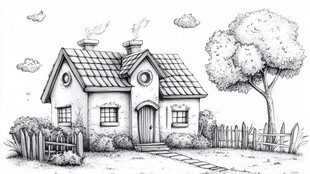 手绘小木屋