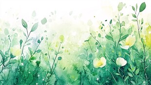 手绘春季主题朦胧插画