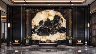 新中式大理石背景墙