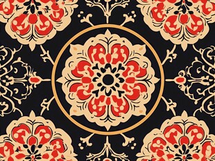 色块花古典图案组合