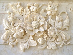 花开富贵砂岩浮雕