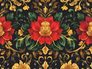 彩色民族风花草花卉