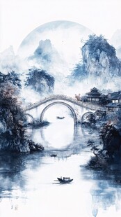 古风插画山水风光