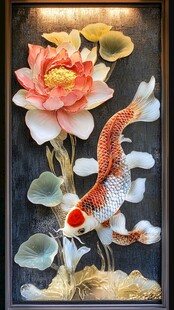 彩雕荷花鲤鱼