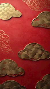 屏风背景云纹漆器