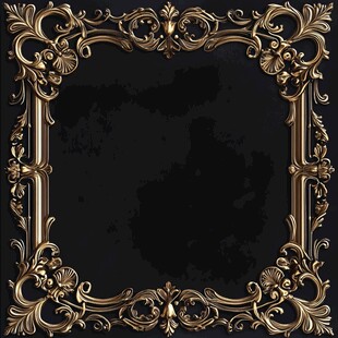 金色浮雕花纹边框