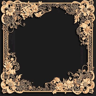 金色浮雕花纹边框