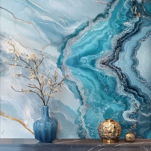 大理石纹路客厅流体画