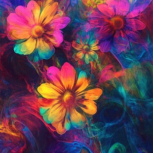 梦幻花朵油画艺术画