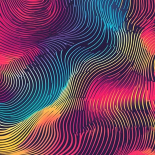 炫彩波浪几何线条图案