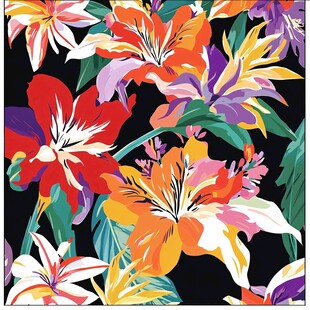 热带花枝四方连续图