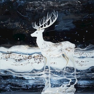 鹿晶瓷画