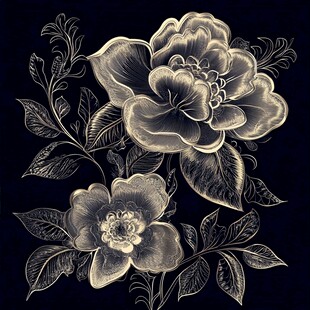 手绘质感牡丹花