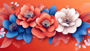 3d浮雕缤纷花卉