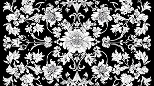 白地黑花花草纹