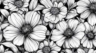 黑白花朵图案