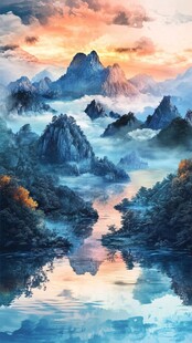 高端质感山水装饰画