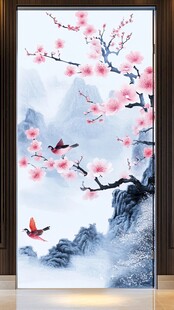 酒店客厅走廊梅花花鸟