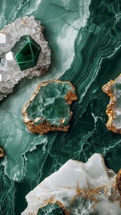 金色蓝绿色水晶石头