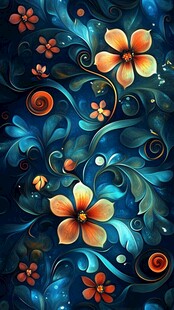 深蓝色浪漫深邃花纹