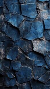 深蓝色拼接石片墙