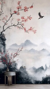 花鸟山水意境墙纸