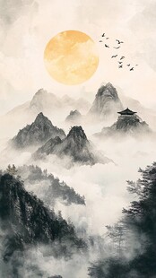 天界晓钟风景插画