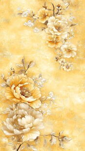 土黄色牡丹花纹