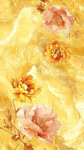 高精手绘黄金拉丝花卉
