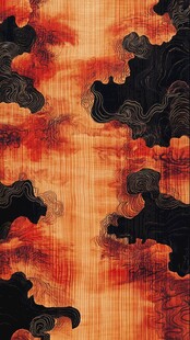 古风线绘云纹墙纸