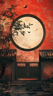 月门圆门圆形院门背景