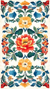 彩色民族风花草花卉