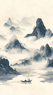 山水行舟插画